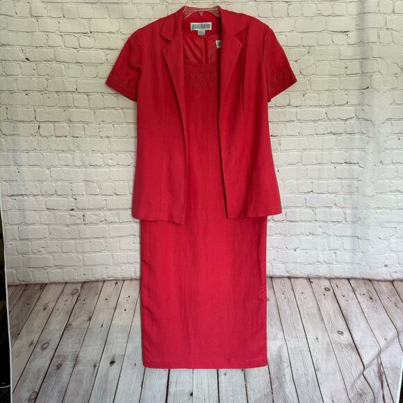 VTG Jessica Howard Wms 10 Linen Blend Sleeveless Maxi Dress With Matching Jacket - Picture 14 of 14